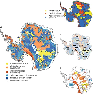 Geomorphological classification of Antarctica’s subglacial landscape. Credit: Science journal