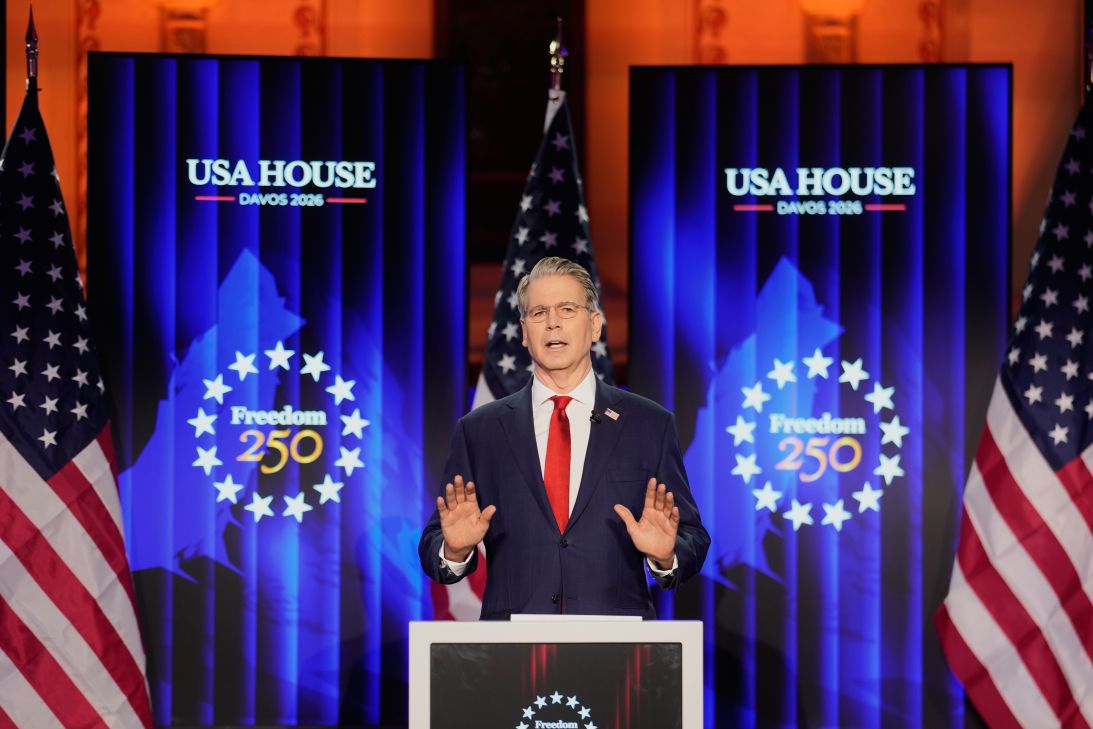 Scott Bessent, US Secretary of the Treasury, holds a speech at the USA House during the Annual Meeting of the World Economic Forum in Davos, Switzerland on Tuesday, January 20.