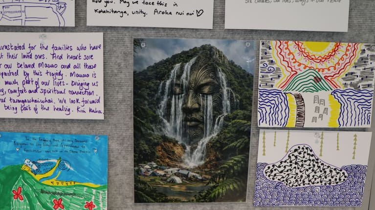 Artwork from the community displayed on the walls at the He Maimai Aroha Community Care Centre at Mount Maunganui.