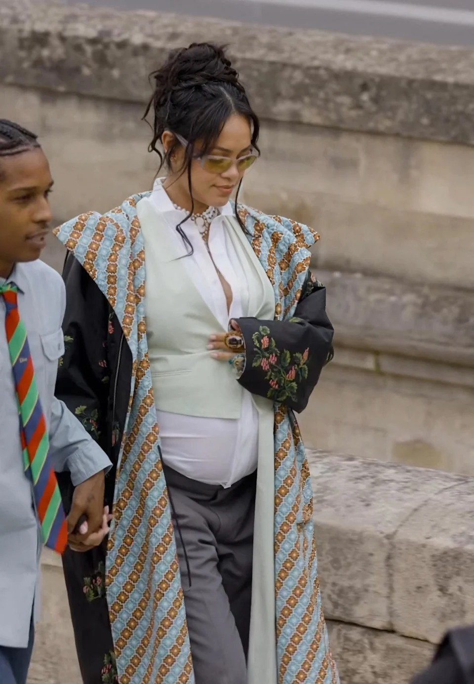 Rihanna and A$AP Rocky arrive at the Dior Homme Menswear show as part of Paris Fashion Wekk