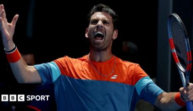 Cameron Norrie celebrates at the Australian Open