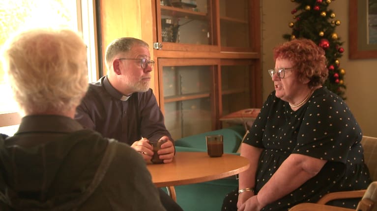 Behan speaks to churchgoers at Rangiora's St John the Baptist.