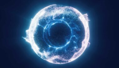 Blue Energy Sphere, Ball Of Futuristic Energy Particles Around The Force Field