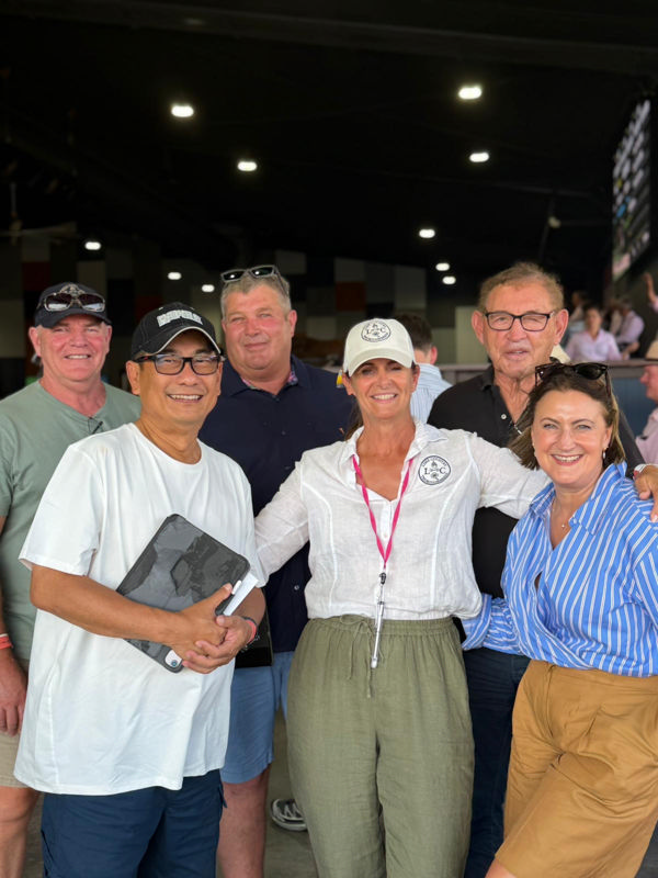 Dave Healey, Jayven See, Jo Griffin & Sue Healey with the successful buyers of Lot 139 (Snitzel - California Gallant colt) - Ron Wanless and Kevin ‘Millie’ Walls of KPW Bloodstock image supplied
