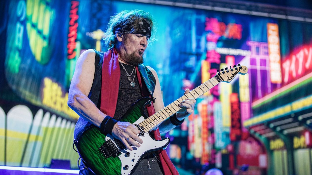 Adrian Smith of Iron Maiden onstage during the opening night of the US leg of The Future Past World Tour 2024