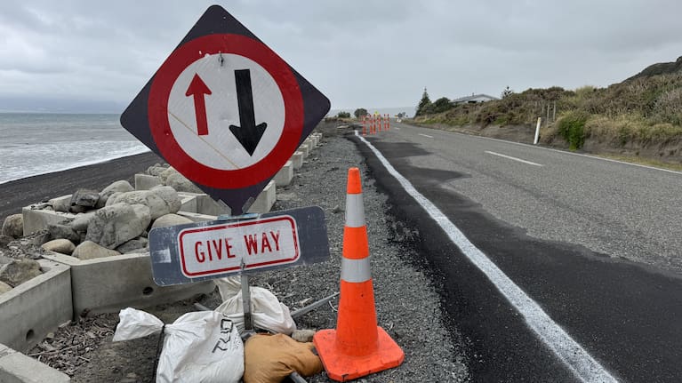 Cape Palliser Rd had one lane scoured out by the sea in a winter storm last year, in a section just north of Ngawi.