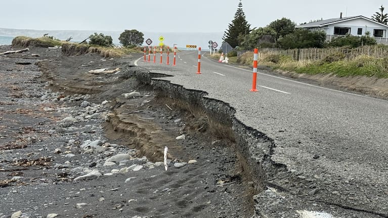 Cape Palliser Rd is slowly being reclaimed by the sea.