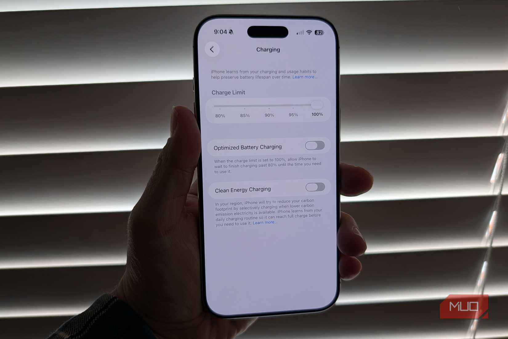Charge Options on iPhone