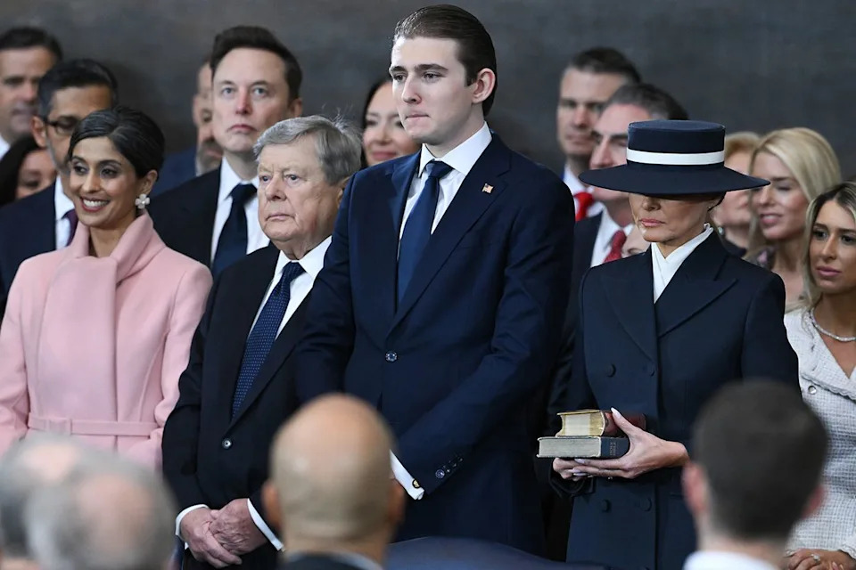 Usha Vance, Viktor Knavs, Barron Trump and Melania Trump at Donald Trump's inauguration ceremony in the U.S. Capitol Rotunda on January 20, 2025 in Washington, DC. Saul Loeb - Pool/Getty
