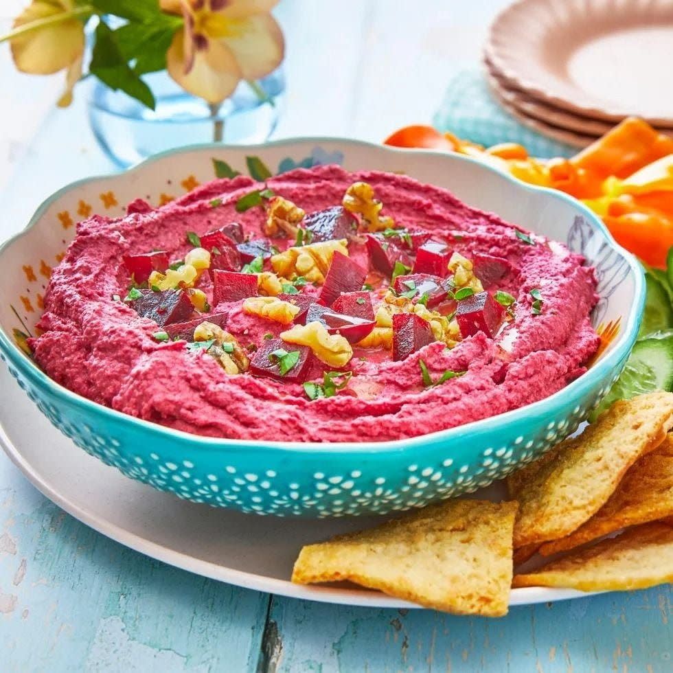 high protein snacks beet hummus