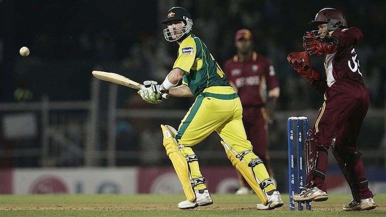 Damien Martyn of Australia in action during the final of the ICC Champions Trophy between Australia and the West Indies at The Brabourne Stadium on November 5, 2006,