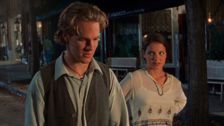 Dawson (James Van Der Beek) having existential crisis while Joey (Katie Holmes) watches on Dawson's Creek