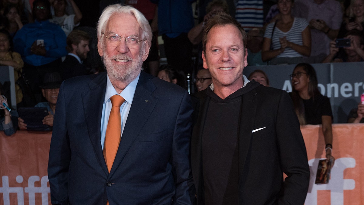 Donald Sutherland and Kiefer Sutherland at the Toronto Film Festival for the premiere of "Forsaken," in September 2015.
