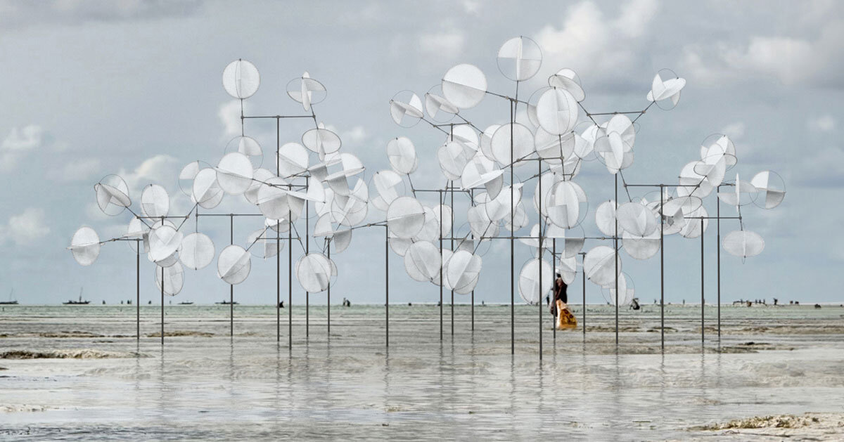kinetic installation by vincent leroy dances with wind in zanzibar