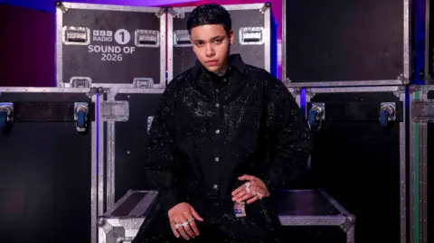 KWN sits on a flight case at BBC Maida Vale's studios