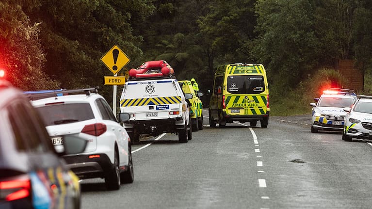 Emergency services in Warkworth during the search for a missing man