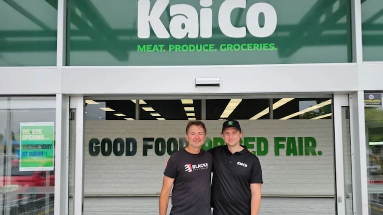 Father and son duo Shane and Ethan Vickery opened Kai Co to give shoppers an alternative to the Woolworths and Foodstuffs supermarket duopoly. Photo: Facebook/Kai Co