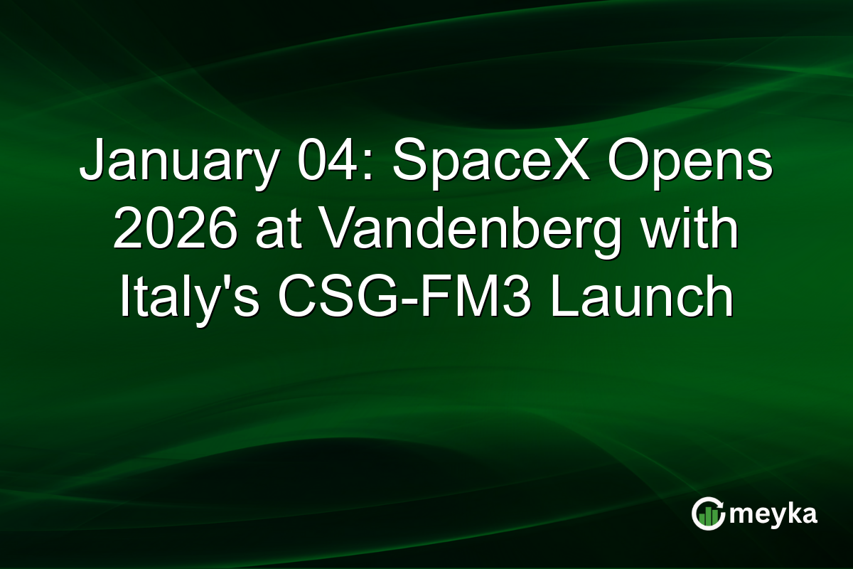 January 04: SpaceX Opens 2026 at Vandenberg with Italy's CSG-FM3 Launch