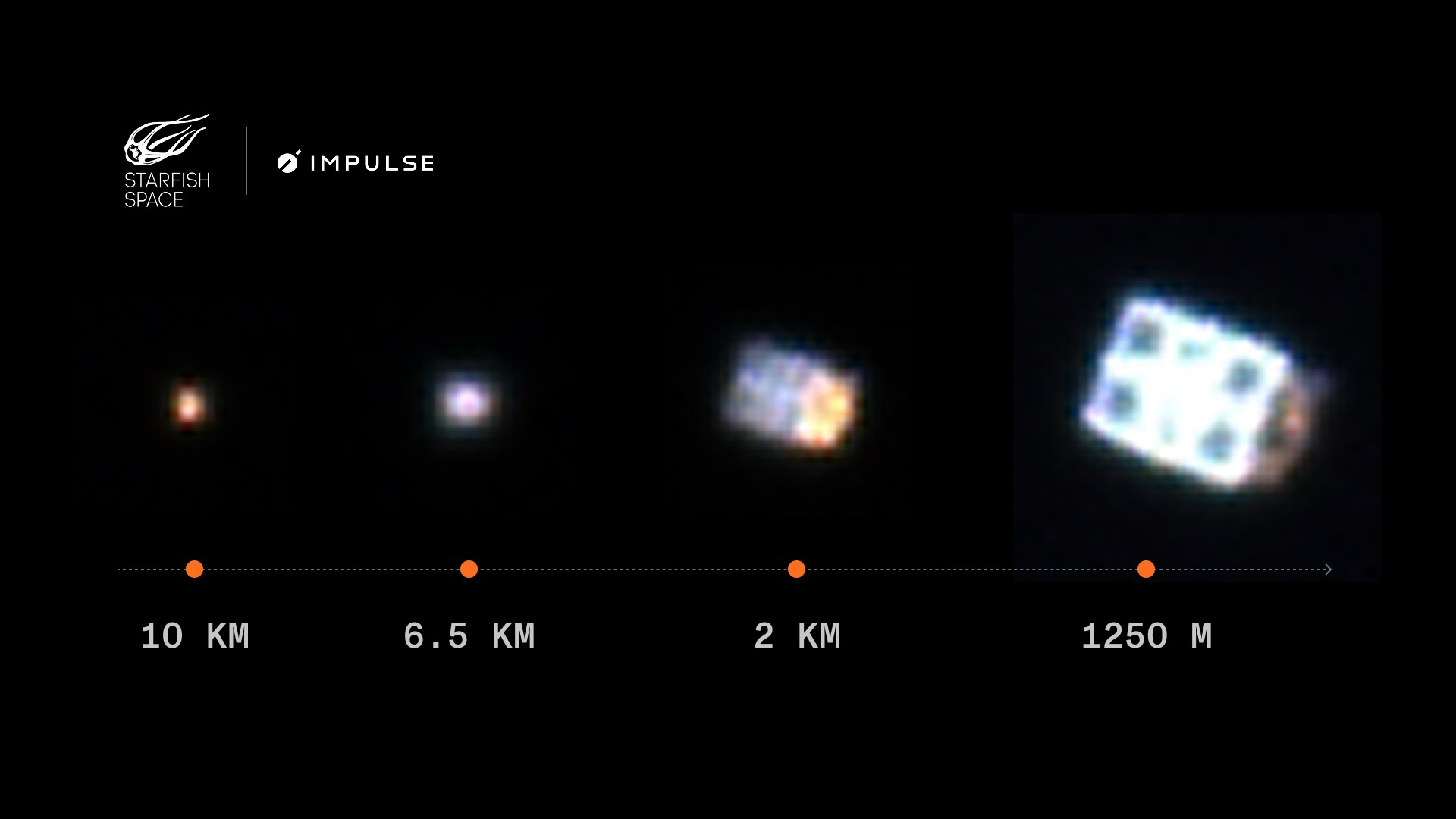 Imagery from the Starfish Space/Impulse Space Remora mission, during which one Mira spacecraft approached within a mere 4,100 feet (1,250 meters) of another.