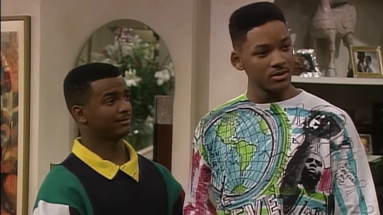 Carlton and Will looking to the side in The Fresh Prince of Bel-Air