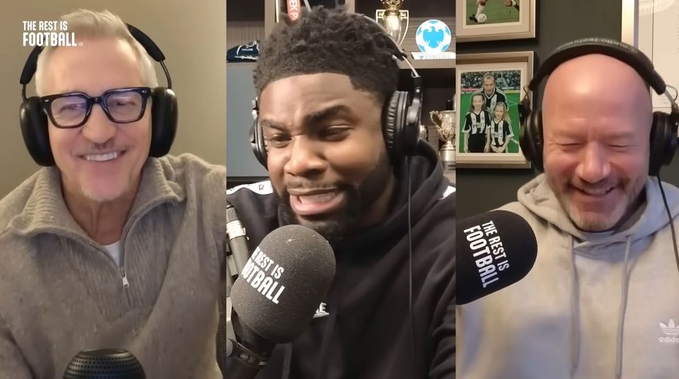 Gary Lineker, Micah Richards and Alan Shearer appear on the Rest Is Football