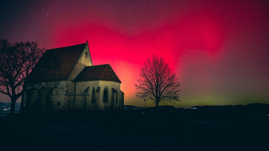 Colorful auroras danced over Austria Monday night.