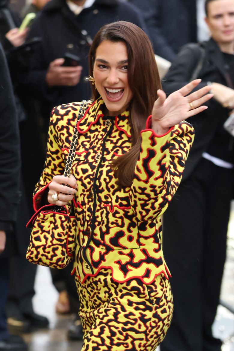 Lipa's skirt suit looked like animal print on acid.