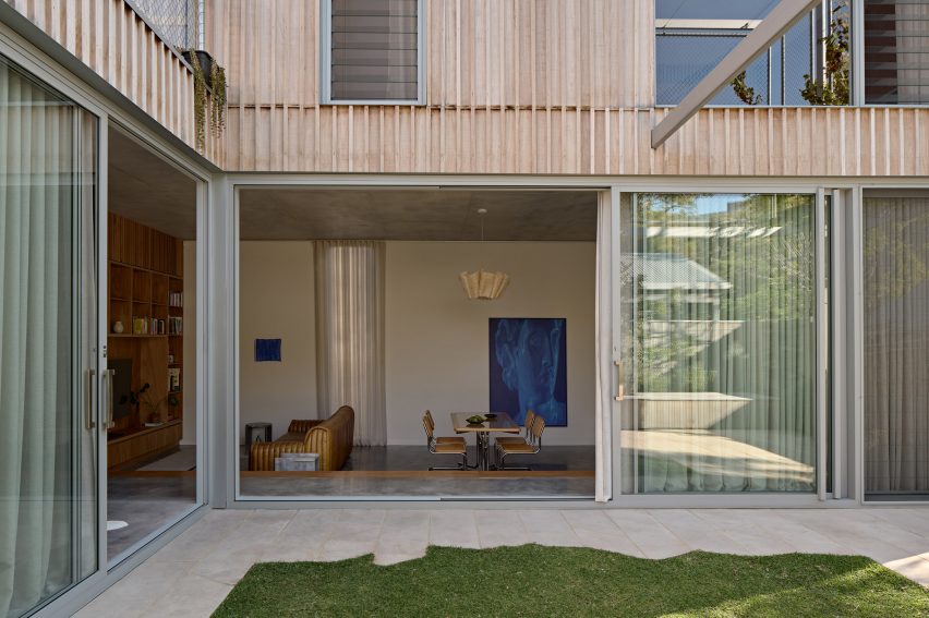 View towards living space interior of Henville Street House in Australia