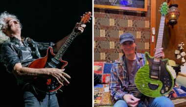 “I saw the Red Special. I pointed and said, ‘Is that it?’ Brian said, ‘Yup. Want to try it?’” Steve Vai says he once played Brian May’s guitar “like a baby giraffe on roller skates” – now the Queen icon has gifted him his own custom ‘Green’ Red Special