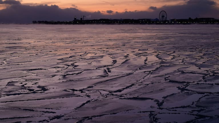 Ice along the shore of Lake Michigan.