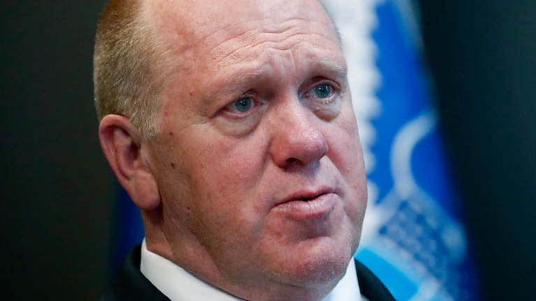 Immigration and Customs Enforcement acting director Thomas Homan speaks during an interview in East Point, Ga., April 26, 2018.
