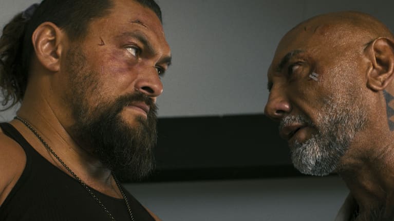 Jason Momoa and Dave Bautista in The Wrecking Crew.