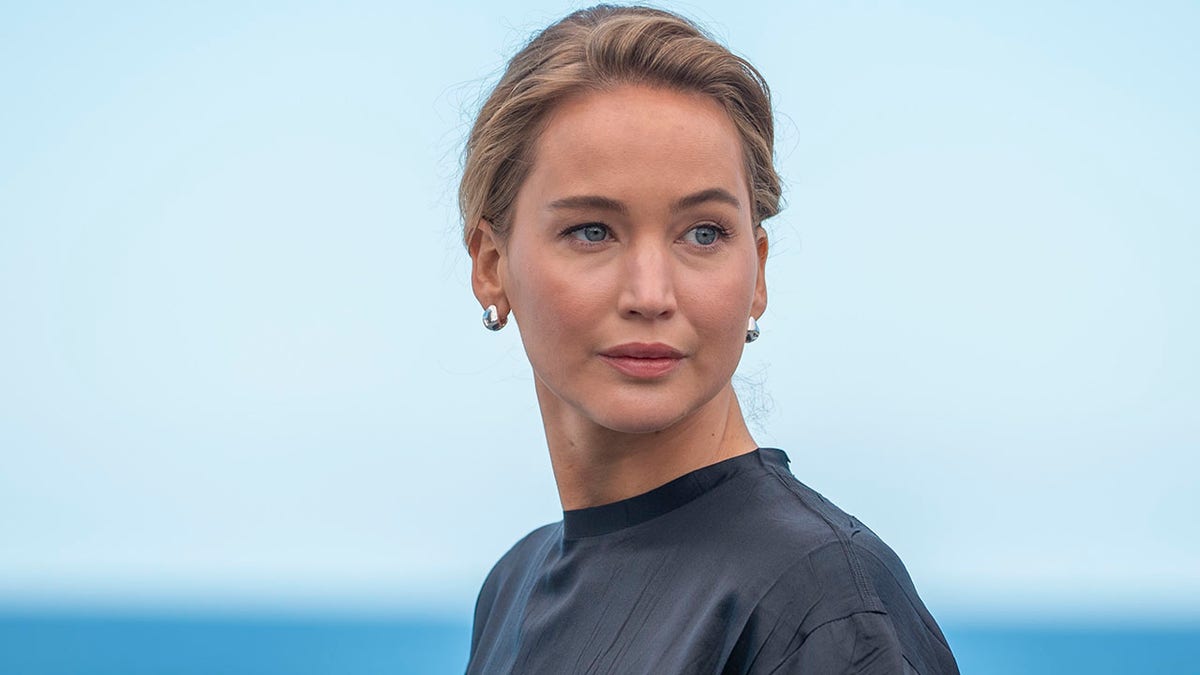 Jennifer Lawrence with her hair up