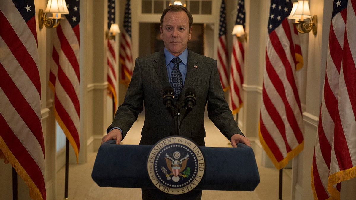 Kiefer Sutherland filming a scene for "Designated Survivor."
