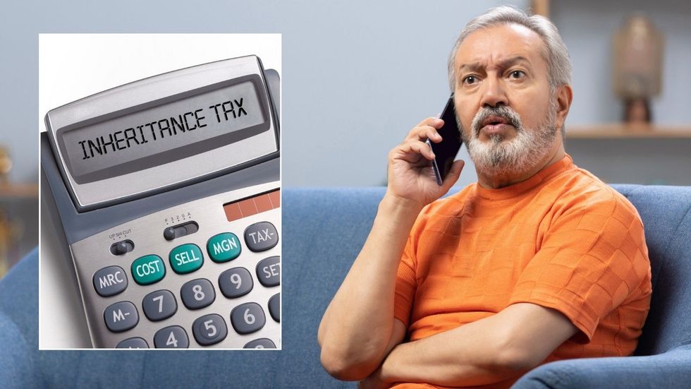 Man worried and inheritance tax written on calculator