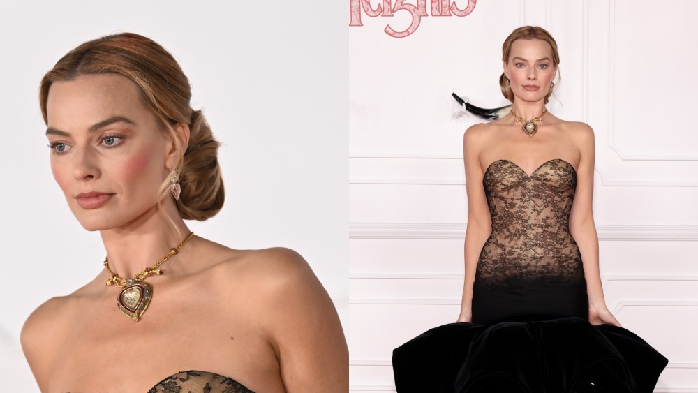 Margot Robbie wears Schiaparelli at the "Wuthering Heights" premiere on Jan. 28 in Los Angeles.
