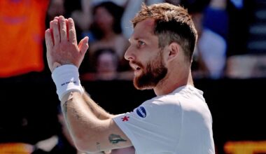 Corentin Moutet salutes the crowd after his second-round win against Michael Zheng on Wednesday at the Australian Open.