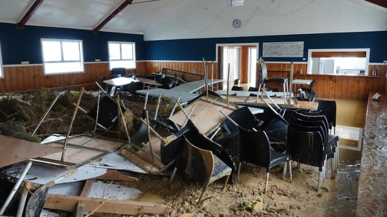 Oakura Community Hall was devastated by flooding.. Photo: RNZ/Peter de Graaf