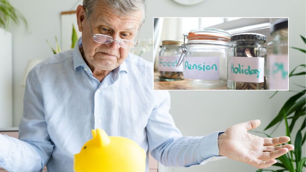 Pensioner waiting and empty pension pot