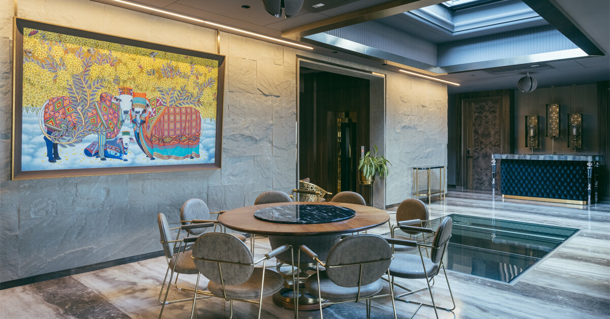 penthouse by metaphors blends neo-classical details with brutalism