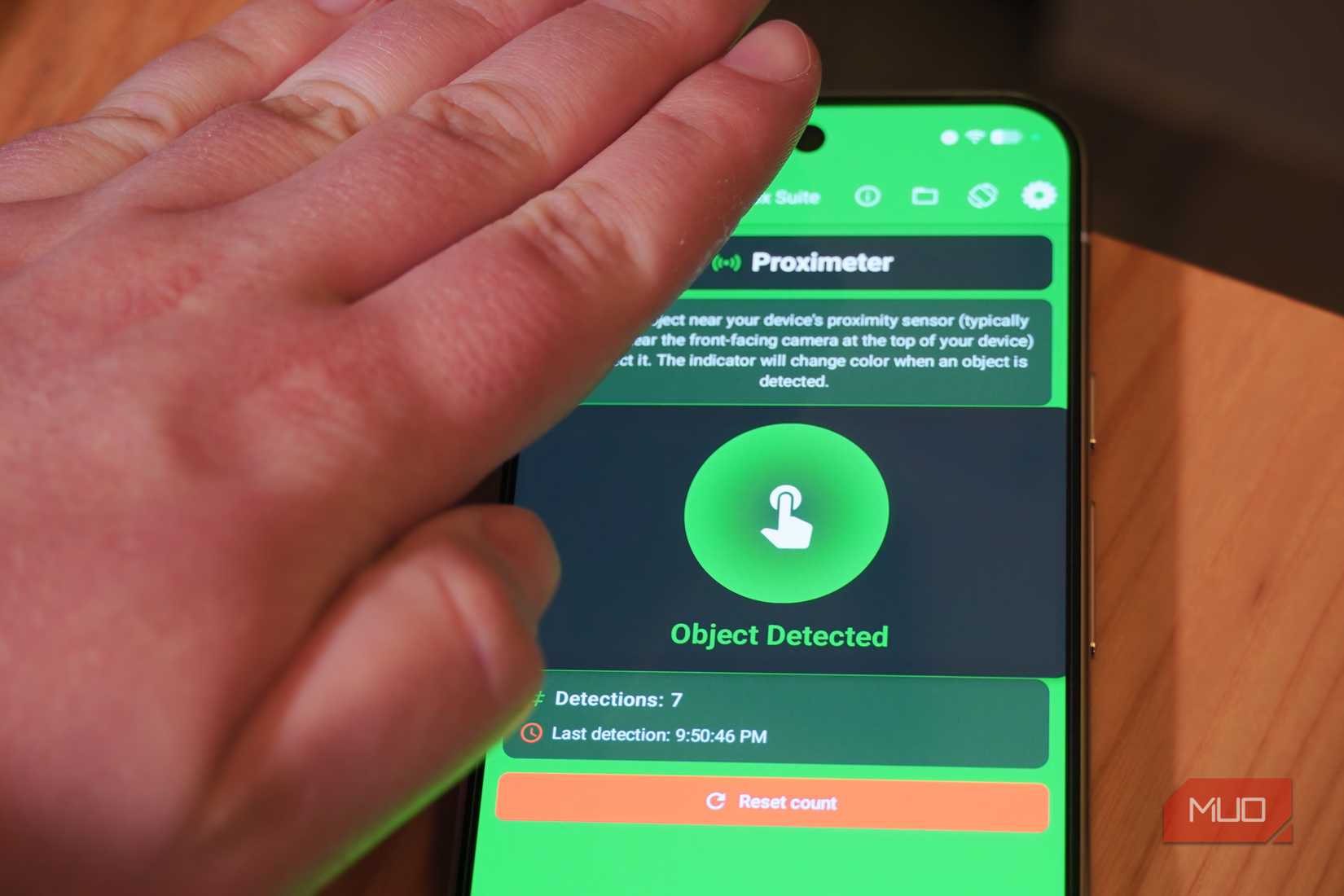 An object detected by a smartphone's proximity sensor.