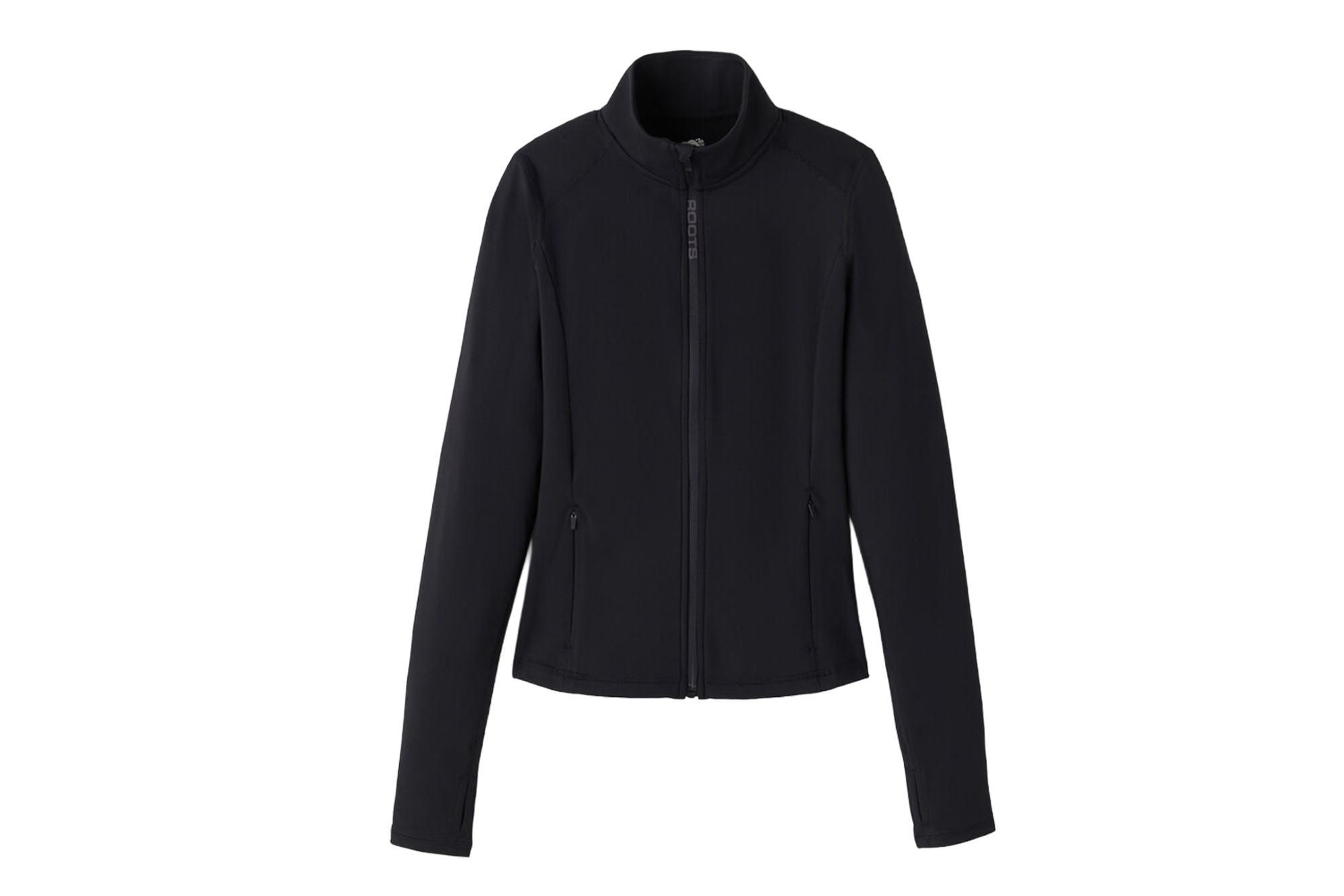 Black Roots full-zip jacket.