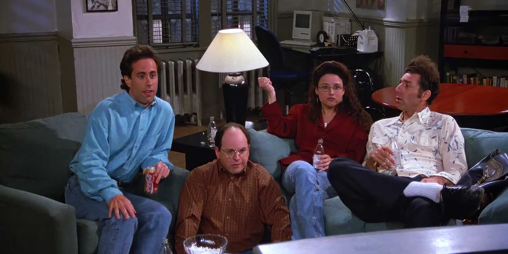 Jerry Seinfeld, Jason Alexander, Julia Louis-Dreyfus, and Michael Richards in Seinfeld 