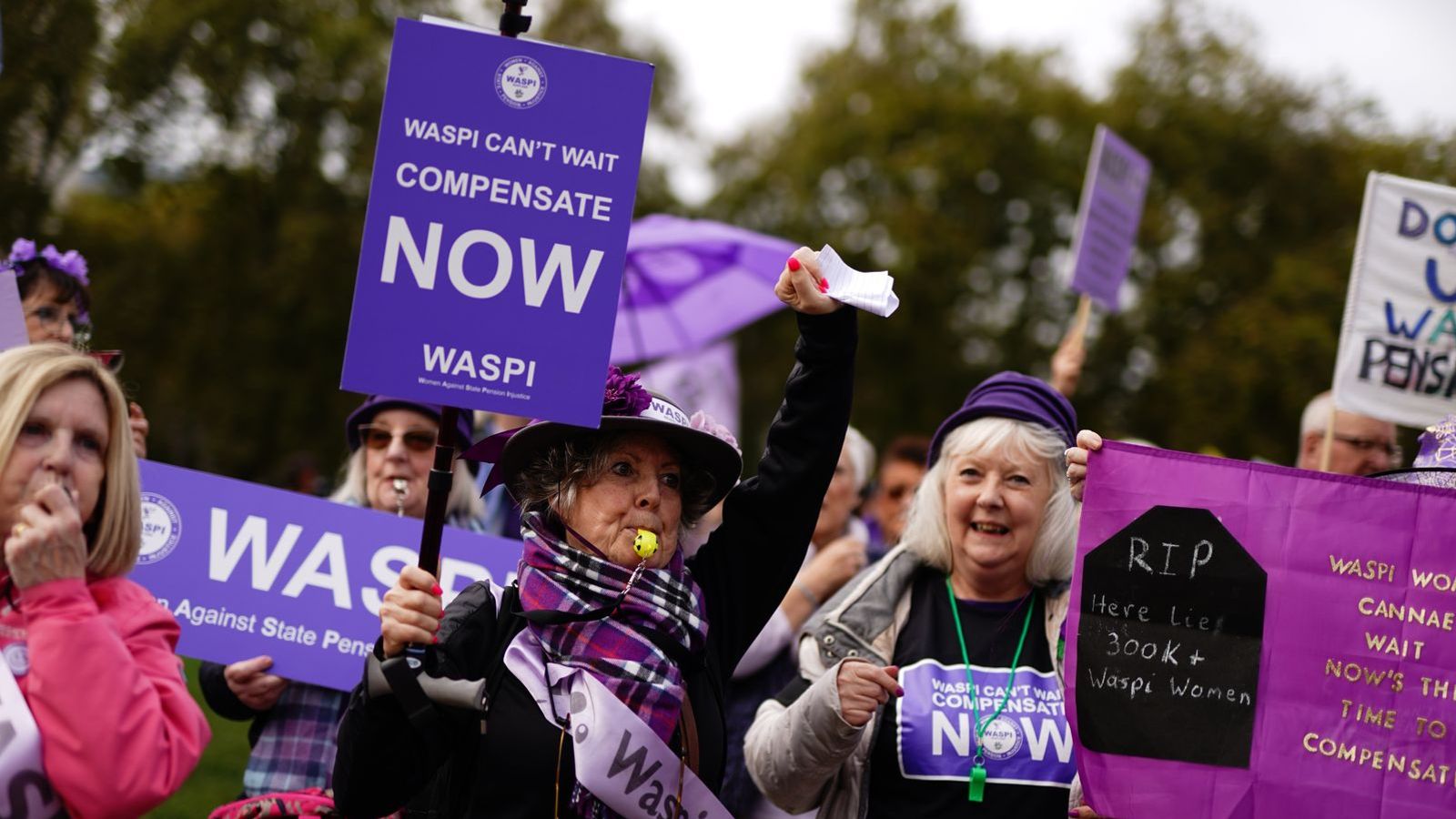 Waspi women protesting. Pic: PA