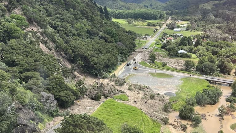 Slips blocking roads between Potaka and Hicks Bay on SH35 in Gisbourne. 