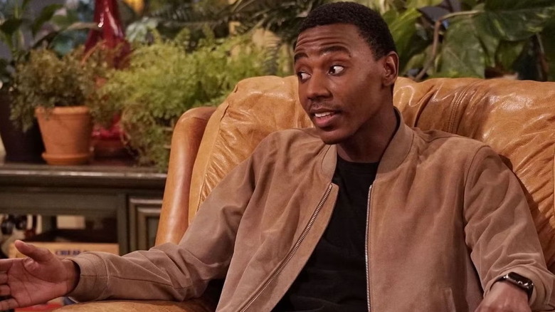 Jerrod Carmichael talks to his family in The Carmichael Show