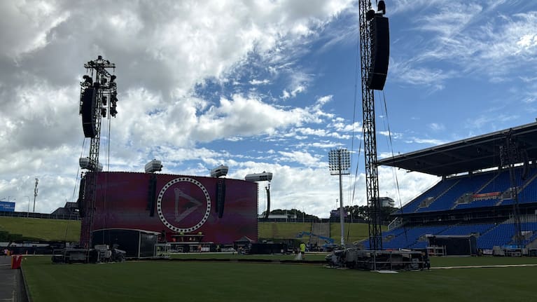 The stage is being set for Ed Sheeran's Loop Tour.