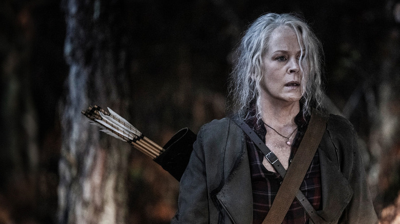 Carol (Melissa McBride) looks concerned in The Walking Dead