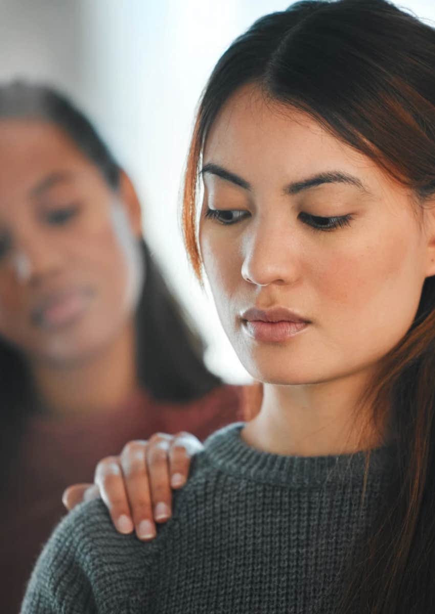 Woman comforts friend with thoughts that mean she might have OCD