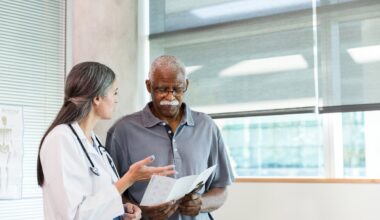 Physician and patient discussing the patient's healthcare plan.